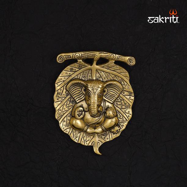 sacred needs Sacred Needs Aluminium Stem Leaf Ganesha Mounted – 6.6 Inch Decorative Showpiece  -  16.76 cm