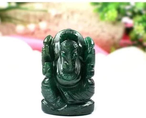HARI OM RATAN KENDRA Ganesha ji 3×4.cm Green Jade Stone Ganpati Statue for Car Pooja Showpiece Decorative Showpiece  -  5 cm