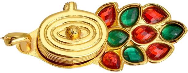 sanskaari Meenakari Pooja Thali/Haldi Kumkum Holder/Roli Chawal/Rakhi Plate Decorative Showpiece  -  4 cm