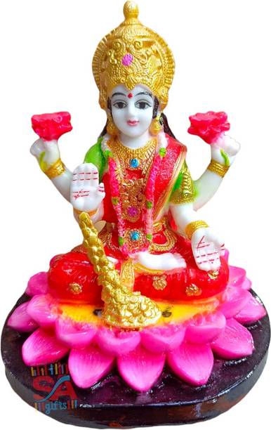 S A Gifts Poly Marble Lord Laxmi Statue| Beautiful Laxmi mata murti/statue/idol for pooja Decorative Showpiece  -  11.5 cm