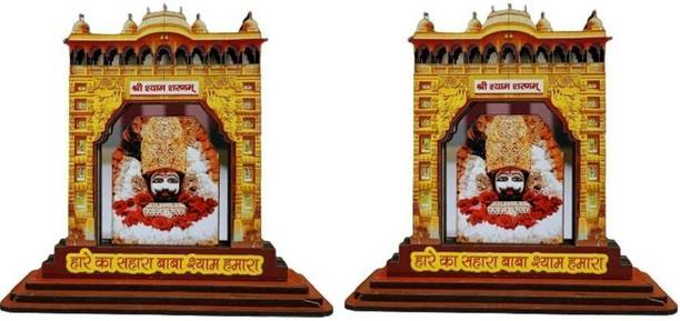 Divine Collections Enterprises DivColl Khatu Shyam Baba Photo with Toran Dwar for Car Dashboard, Home Decor Decorative Showpiece  -  14 cm