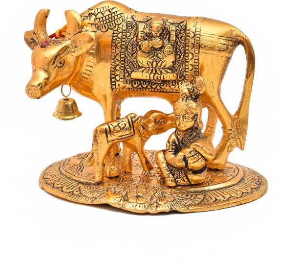 NIRMAL HANDI CRAFT Metal Cow and Calf Figurine Decorative Showpiece  -  10.16 cm
