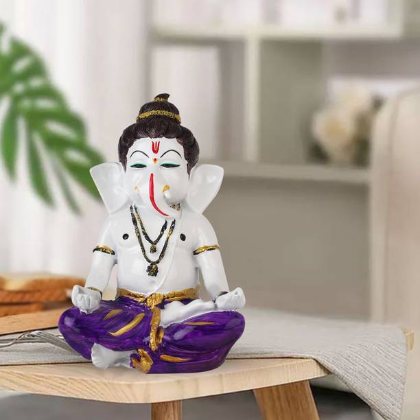 GW Creations Beautiful Lord Ganesha Idol| lord ganesha idol car dashboard| beautiful ganesha statues| ganesha Idols of God| ganesh idol in Spiritual & Festive Décor|Meditating Ganesh murti |Ganesh ji ki murti|ganpati | "You must like it Go for it See The Review" Decorative Showpiece  -  23 cm