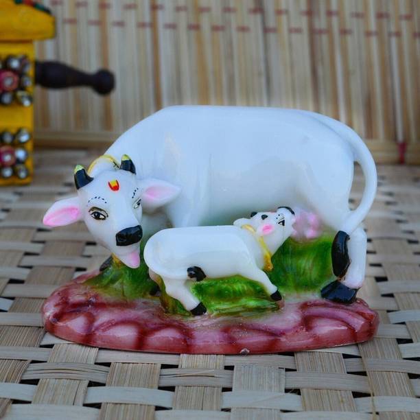 Flipkart SmartBuy Polyresin Colorful Cow and Calf Statue Decorative Showpiece  -  7 cm