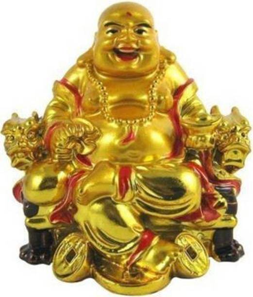 VIRAAJ COLLECTION LAUGHING BUDDHA ON CHAIR VASTU/FENG SHUI Decorative Decorative Showpiece  -  10 cm