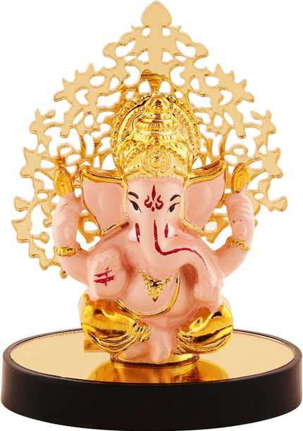 jagriti enterprise polyresin ganpati idol with tree for car dashboard and pooja Decorative Showpiece  -  8.89 cm