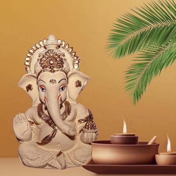 PTI Divine Lord Ganesha, Ganpati Murti, Ganesha Idol For Car desk, Office, Home Decorative Showpiece  -  9.5 cm