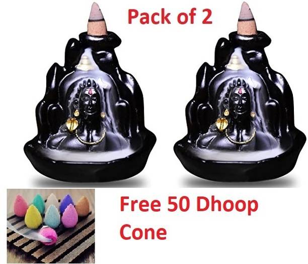 reeldot Lord Shiva Adiyogi Mandir Backflow Cone Incense Showpiece With 50 Free Cone डेकोरेटिव शोपीस  -  12 cm