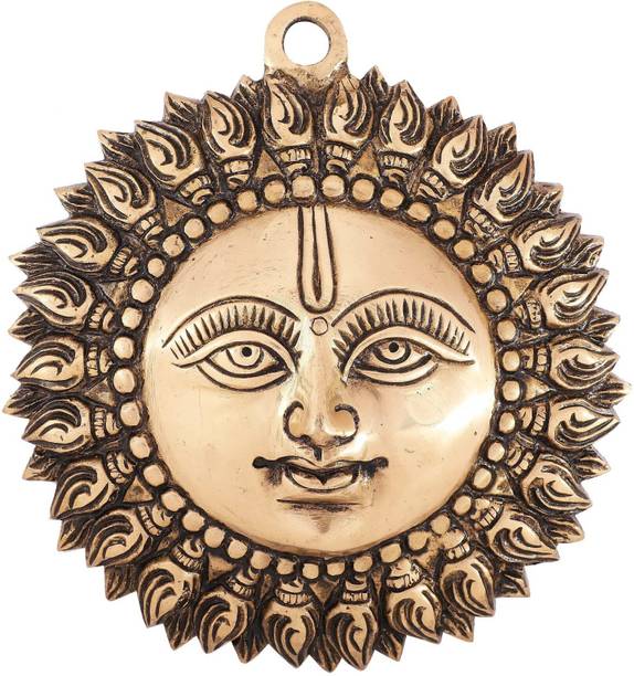 D Brasso Brass Large Shankh Design Sun Wall Hanging | Home Decor Decorative Showpiece  -  18 cm