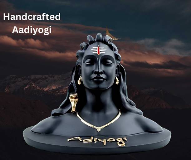 WEKTU Adiyogi Shiv Ji For Pooja Room & Car Dashboard Decorative (Polyresin, Black)07 Decorative Showpiece  -  7 cm