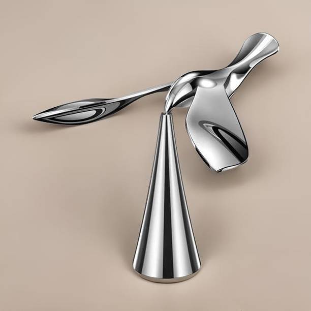 Groww Tech Self Balancing Bird for Home Decor,Office,Tabletop,Decoration Silver Decorative Showpiece  -  12 cm