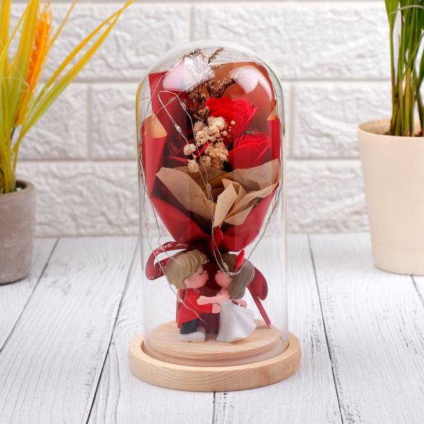 ARCHIES Kiss Of Love LED Glass Showpiece Decorative Showpiece  -  23 cm