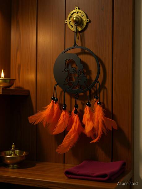 MGNLR Dream Catcher Car Hanging Emblem Wall Hanging Hanuman Decorative Showpiece  -  13 cm