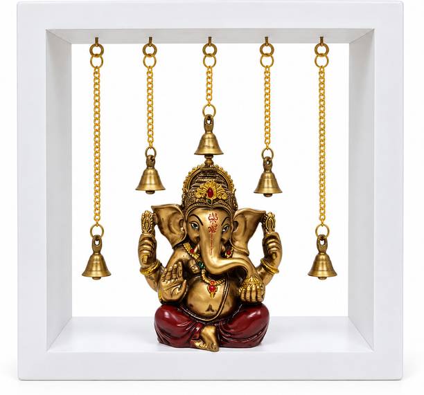 Sulota Decorative Pooja Mandir Frame, Ganesh Ji Idol for Home Temple Decorative Showpiece  -  23 cm