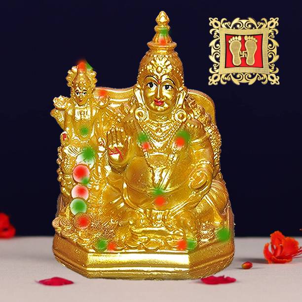 NOKTUS Kubera Lakshmi Idol / Lord Kubera and Lakshmi Statue for Wealth and Harmony Decorative Showpiece  -  10 cm