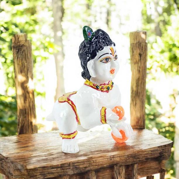 Pd creations PD Creations beautiful Marble Laddu Gopal /Bal Gopal/Thakur Ji (WHITE) Decorative Showpiece  -  13.5 cm
