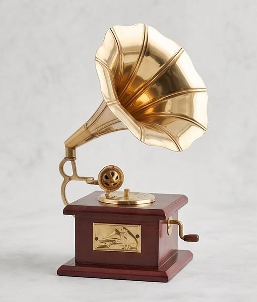 Swarna Brass Swarna Brass Vintage Dummy Gramophone | Decorative Antique Showpiece Home Decor Decorative Showpiece  -  23 cm