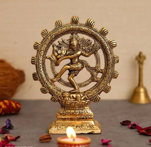 RUDRA COLLECTION Natraj dancing statue golden plated showpiece Decorative Showpiece  -  18 cm