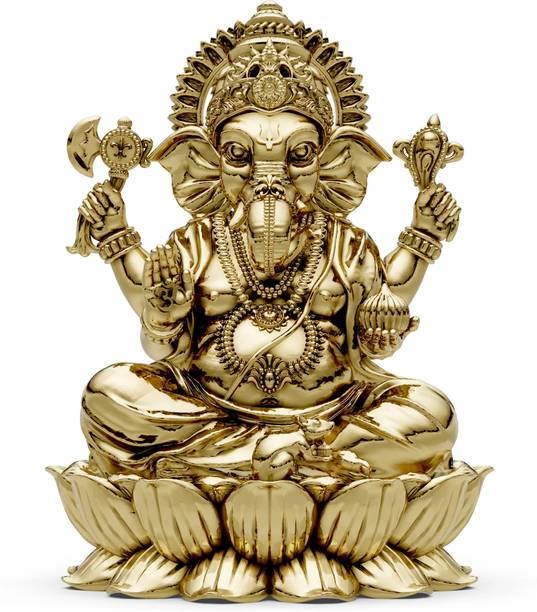 VIYURA Brass Lord Ganesha Idol – 2.75 Inch | Ganpati Statue for Home Temple & Gifting Decorative Showpiece  -  6.8 cm