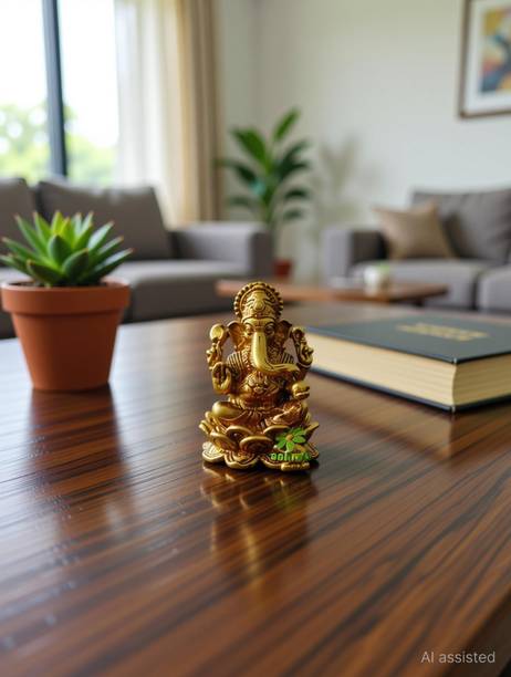 Aakrati Ganesh Ji Statue of Brass| Lord Ganesh Idol Decorative Showpiece  -  1.2 cm