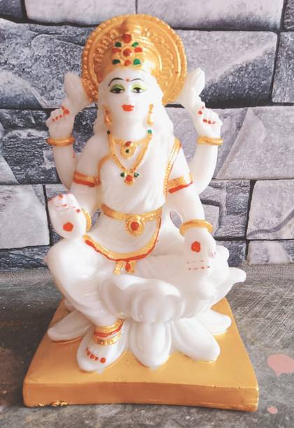 ANI DIVINE Marble Dust Laxmi ji Statue for Pooja I Puja Room I Gift Items I Diwali Decor Decorative Showpiece  -  17 cm