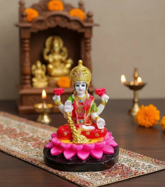 S A Gifts Poly Marble Lord Laxmi Statue| Beautiful Laxmi mata murti/statue/idol for pooja Decorative Showpiece  -  11.5 cm