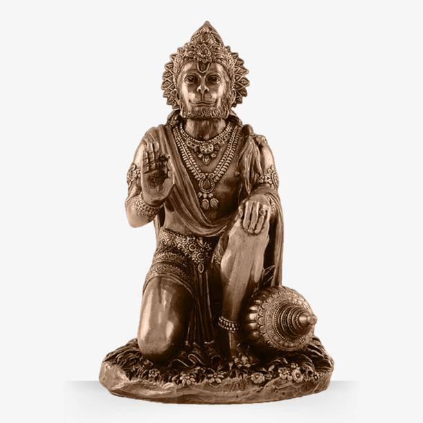 Theshilp Blessing God Hanuman Antique Bronze, 19cm for Pooja Ghar & Office Desk Decorative Showpiece  -  19 cm