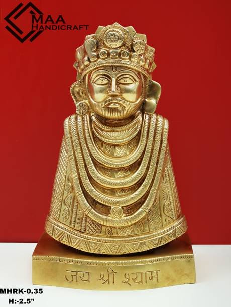 MAA HANDICRAFT Brass Super Fine Khatu Shyam Ji Small Size Beautiful Idol Decorative Showpiece  -  6.5 cm