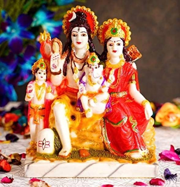 tej Shiv Parivar Statue Murti God Shiva Idol Showpiece - (PolyResin, Multicolor) Decorative Showpiece  -  12 cm