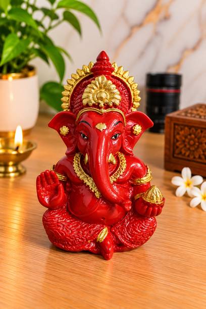 sss sculpture SSS SCULPTURE Ganesh Ji Idol for Home Temple & Office Decor | Lord Ganesha Murti Decorative Showpiece  -  9 cm