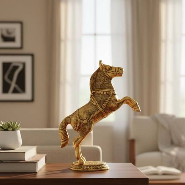 KridayKraft Golden Oxidized Jumping Horse Metal Statue for Wealth, Income, Shining and Bright Future & Decor Your Home,Office,Tables Decorative,Feng Shui & Vanstu Showpiece Figurines,Animal Showpiece... Decorative Showpiece  -  26 cm