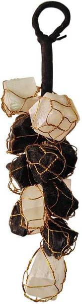 First Ray Black Tourmaline Stone and Selenite Crystals Door Hanging Nazar Battu for Home Decorative Showpiece  -  19 cm