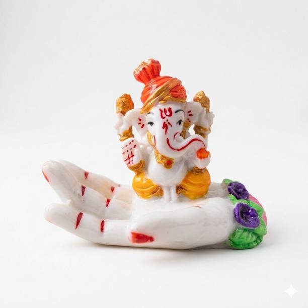 Murtiva decor Ganesha Resin Idol for God Pooja Mandir, Aesthetic Room Decor & Car Dashboard Decorative Showpiece  -  5.5 cm