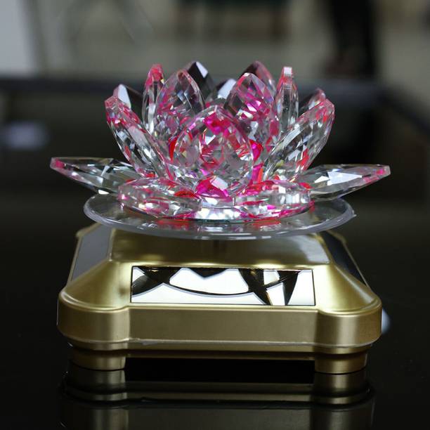 BHAGYA G Auto Rotate Crystal Lotus Fengshui Good Luck Item Flower Vastu Best Diwali Gift Decorative Showpiece  -  9.8 cm