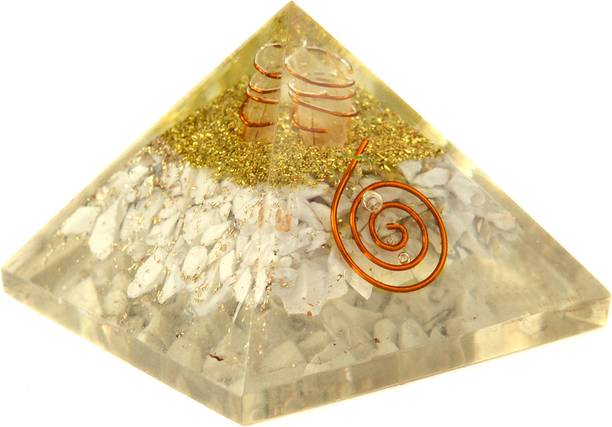 REIKI CRYSTAL PRODUCTS Howlite Orgone Pyramid 50-60 mm For Vastu & Reiki Correction Decorative Showpiece  -  5 cm