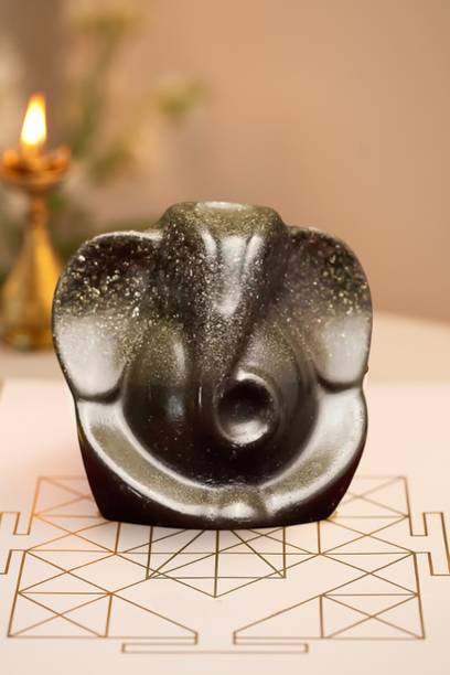 AR Ventures Original Pyrite Ganesha Idol | Ganpati Statue for Home, Office, Pooja | Vastu Decorative Showpiece  -  7.6 cm