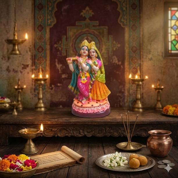 Balaji Traadings Beautiful and attractive Radha Krishna Murti | Radha Krishna Idol Decorative Showpiece  -  19 cm