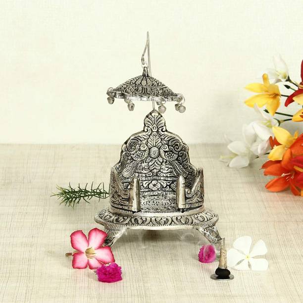 RRBATTLEPOINT Laddu Gopal Singhasan for kanha ji Silver Plated Thakur Ji Singhasan Idol Decorative Showpiece  -  17 cm