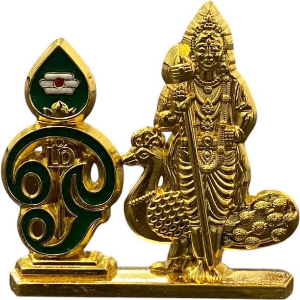 ASTRAMART GOD MURUGAN / KARTHIKEYAN WITH PEACOCK AND OM VEL IDOL Decorative Showpiece  -  6 cm