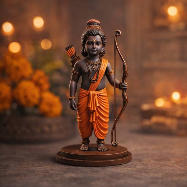 Sudaya Idol Ram lalla MDF Wooden Murti Statue Double sided Specially for car deshboard Decorative Showpiece  -  12 cm