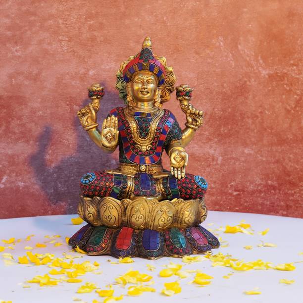 Puja N Pujari Collectible India Goddess Laxmi Brass Idol Statue | Devi Lakshmi Decorative Showpiece  -  34 cm