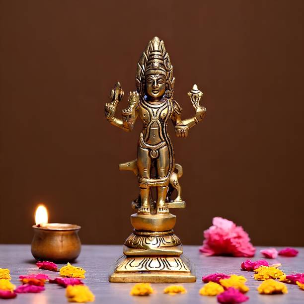 SHANTI Brass Kaal Bhairav Idol, Bhairava/Bhairo Baba, Statue for Pooja, Home Décor Decorative Showpiece  -  15.7 cm