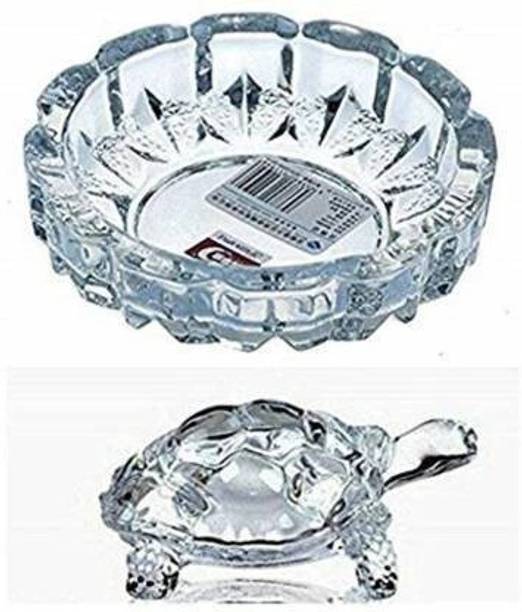 mahakal RUDRAKSHAM CREATIONS Crystal Glass Turtle Plated Feng Shui Tortoise Plate Vastu Yantra Feng Sui Lucky Gift Puja Articles Decorative Showpiece - 14 cm (Crystal, Clear) Decorative Showpiece  -  14 cm