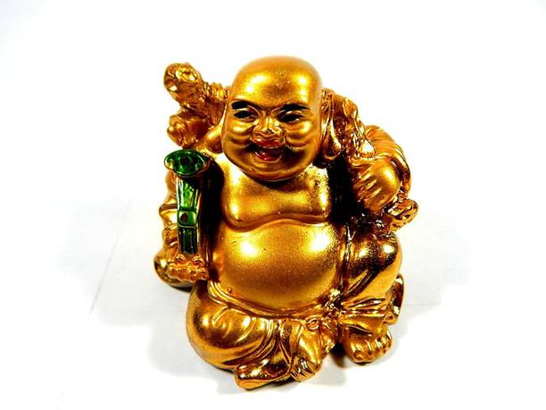 Urancia Golden Laughing Buddha for Vastu Fengshui Home Rectification Decorative Showpiece  -  8 cm