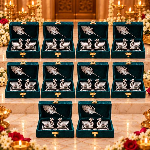 Flipkart SmartBuy Teal Velvet Swan Kumkum Gift Set Decorative Showpiece  -  4 cm
