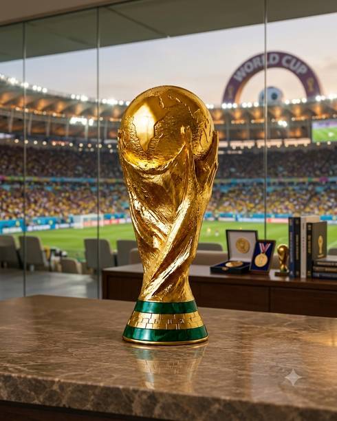 MoascowWings 10 Inch Football World Cup Trophy Replica Decorative Showpiece  -  15 cm