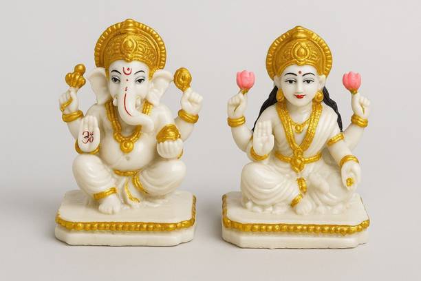 WearCraftJPR Lakshmi Ganesh Ji Murti Spiritual Home Temple Idol for Diwali, Auspicious Gifts Decorative Showpiece  -  9 cm