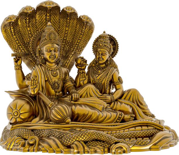 SHILPART SHILP ART & CREATIONS Brass Laxmi Narayan Idol Statue Gold Finish Decorative Showpiece  -  6.4 cm