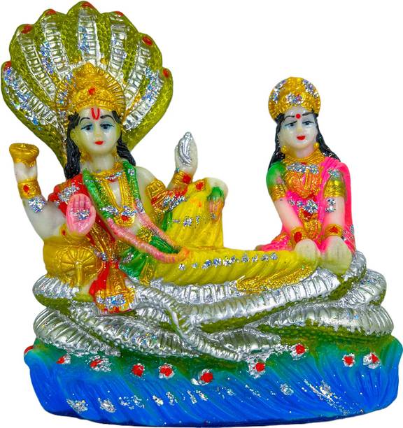 BLISSFUL Vishnu Lakshmi & Sheshnag Idol | Hindu Religious God Sculpture | Vishnu Laxmi Murti for Home/Office Decorative Showpiece  -  17 cm