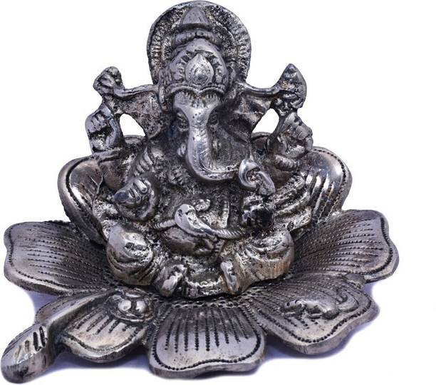 JaipurCrafts Lord Ganesha on Flower God Idol Statue for Home/Office Temple Decorative Showpiece  -  10.16 cm
